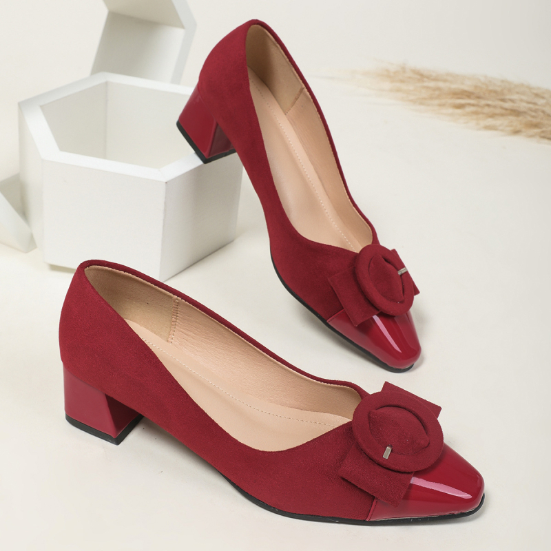 Mary Jane cipele sa četvrtastim vrhom, srednji potpetica 3–6 cm, PU gornji dio, debeli potpetica, bez vezivanja