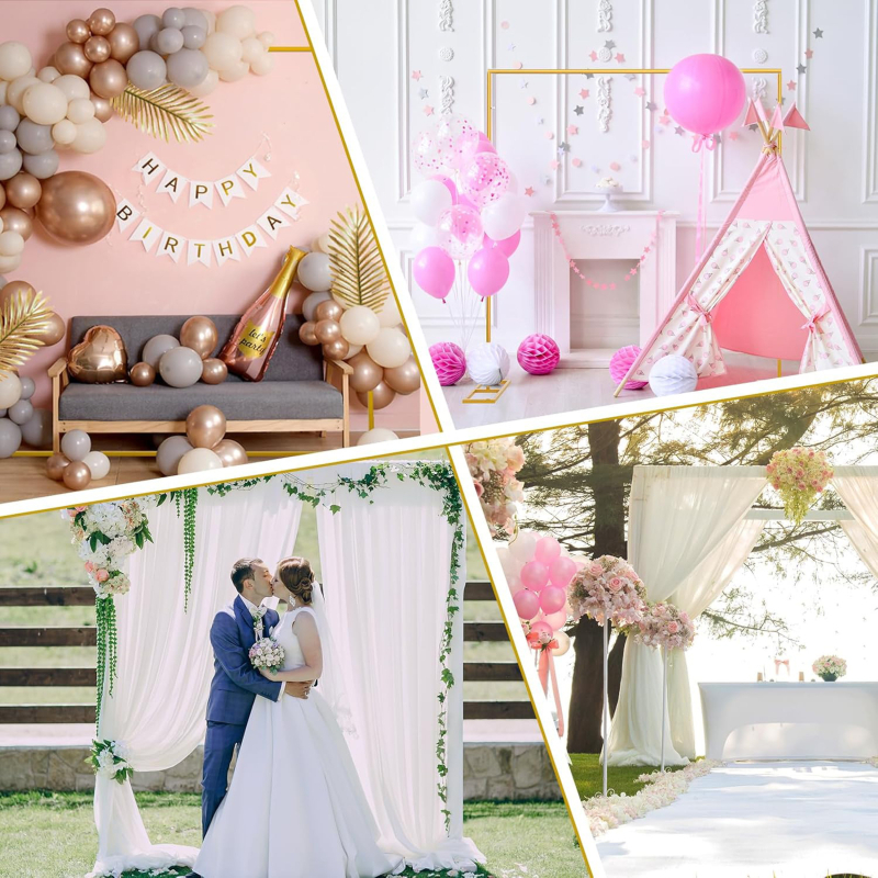 Kovová svadobná oblúková konštrukcia so štvorcovou základňou, nastaviteľný oblúk na balóniky, kartónové balenie, možnosť prispôsobenia