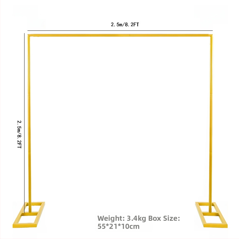 Kovová svadobná oblúková konštrukcia so štvorcovou základňou, nastaviteľný oblúk na balóniky, kartónové balenie, možnosť prispôsobenia