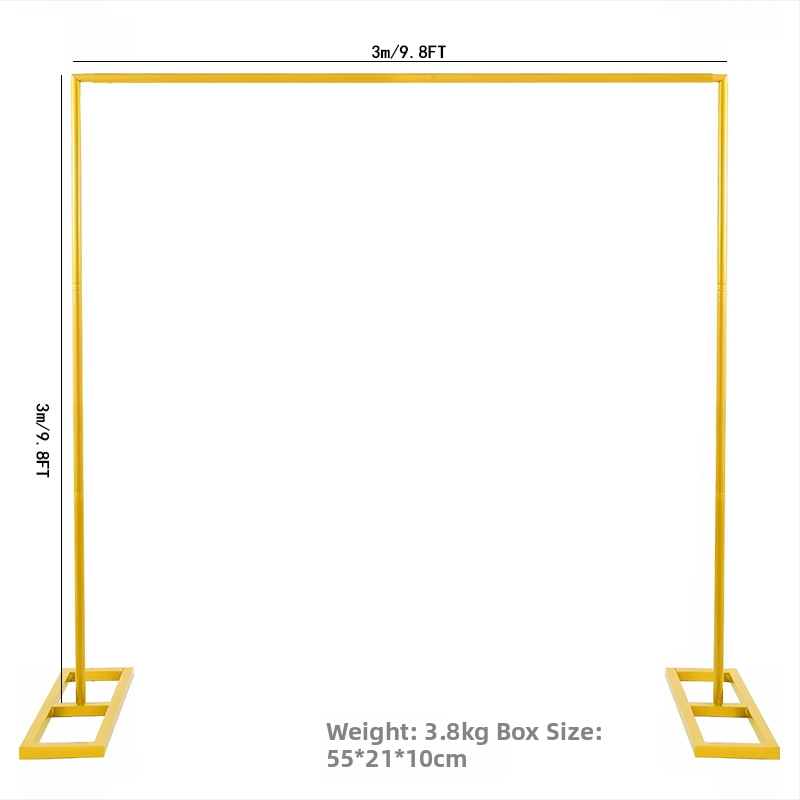 Kovová svadobná oblúková konštrukcia so štvorcovou základňou, nastaviteľný oblúk na balóniky, kartónové balenie, možnosť prispôsobenia