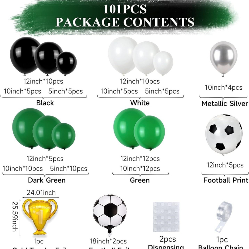 Σετ μπαλονιών λατέξ με θέμα το ποδόσφαιρο για πάρτι — στρογγυλά διακοσμητικά μπαλόνια, μάρκα Pickingge, χωρίς εκτυπωμένο λογότυπο