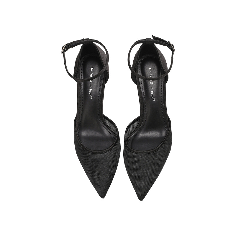 Обувки на висок ток, PU горен материал, остър нос, 6-8 см тънък ток, TPU подметка