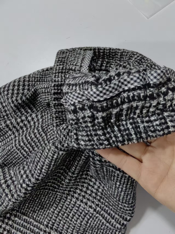 Dámske nohavice s kockovaným vzorom z polyesteru, voľný strih, dlhé nohavice, elastický pás, elegantný každodenný štýl