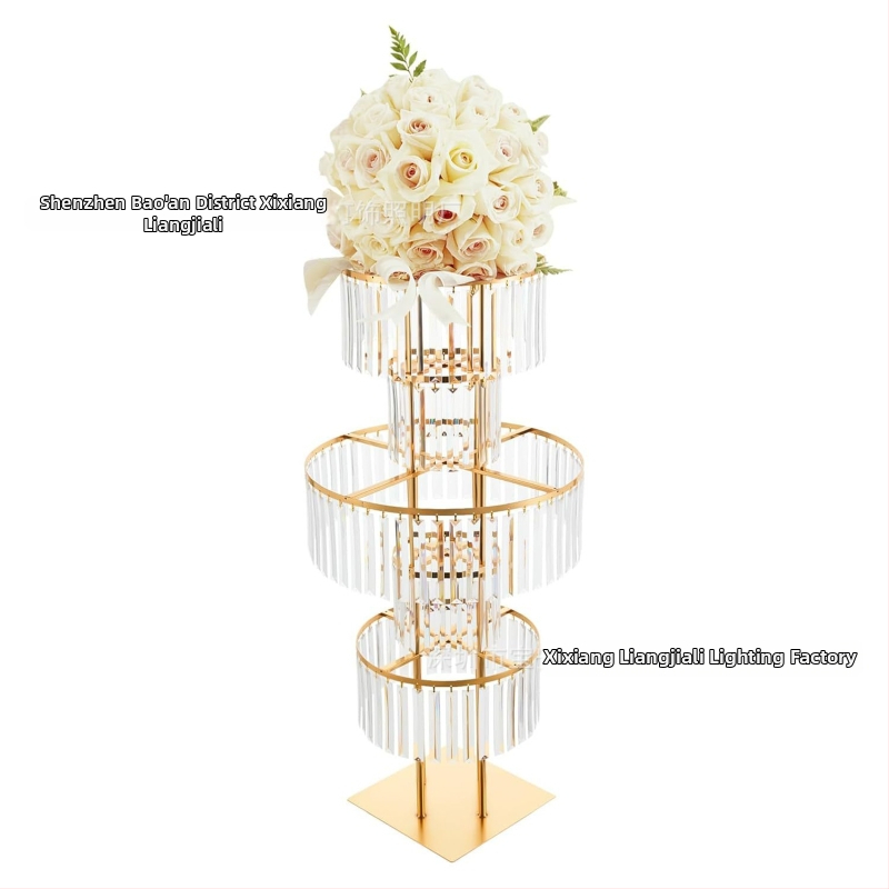 Svadobný dekor na pódium, európsky štýl, stojan na podlahe, pohyblivý kovový umelecký kus s akrylovými kryštálmi