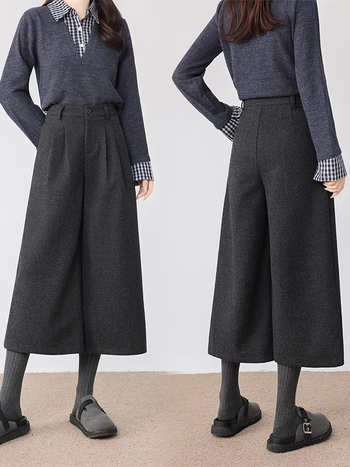 Ženske široke hlače s visokim strukom, duljina 9/10, poliester, japansko-korejski casual retro stil