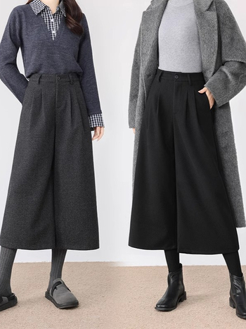 Ženske široke hlače s visokim strukom, duljina 9/10, poliester, japansko-korejski casual retro stil