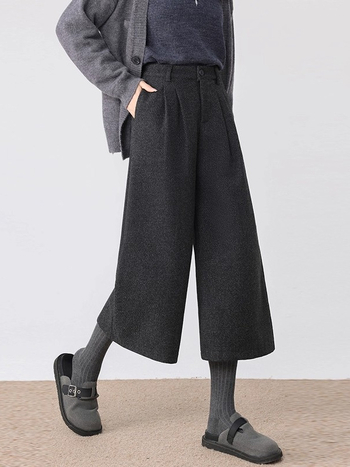 Ženske široke hlače s visokim strukom, duljina 9/10, poliester, japansko-korejski casual retro stil