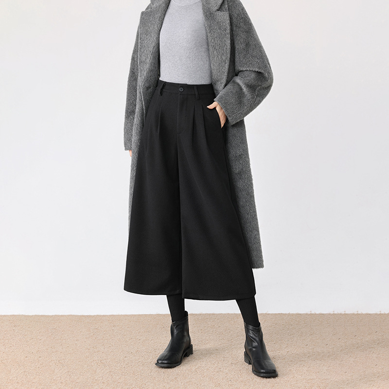 Ženske široke hlače s visokim strukom, duljina 9/10, poliester, japansko-korejski casual retro stil