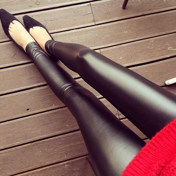 Κολάν PU δέρμα με επένδυση φλίς, ανθεκτικό στον άνεμο και ζεστό, στενή γραμμή, μεσαίου πάχους, υψηλή ελαστικότητα