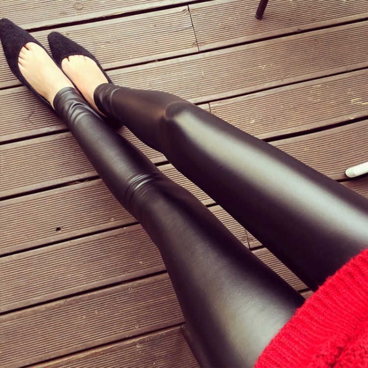 Κολάν PU δέρμα με επένδυση φλίς, ανθεκτικό στον άνεμο και ζεστό, στενή γραμμή, μεσαίου πάχους, υψηλή ελαστικότητα