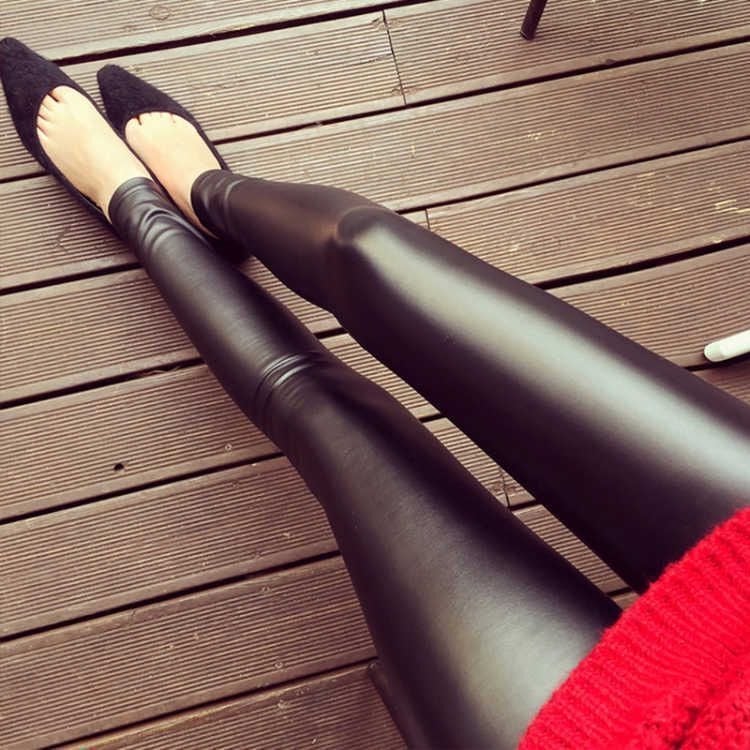 Κολάν PU δέρμα με επένδυση φλίς, ανθεκτικό στον άνεμο και ζεστό, στενή γραμμή, μεσαίου πάχους, υψηλή ελαστικότητα