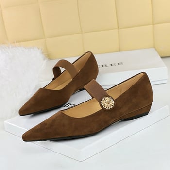 Női velúr hegyes orrú klíncipő, alacsony sarkú, slip-on elasztikus pánttal