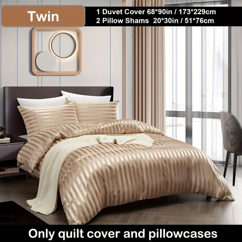 3-частов комплект спално бельо с райе, твил тъкане, реактивно боядисано, чист памук