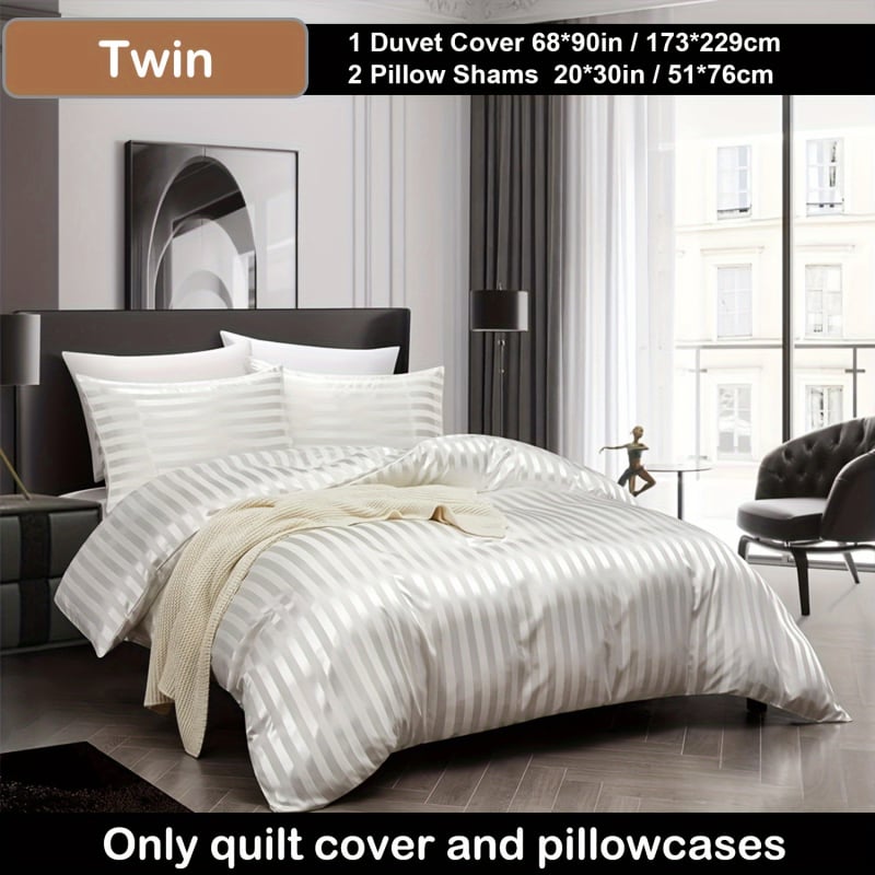 3-частов комплект спално бельо с райе, твил тъкане, реактивно боядисано, чист памук