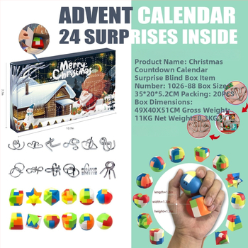 Vianočná hlavolamová hračka: Luban lopta s labyrintom a odomknutím železného kruhu, plastová, balené v farebnej škatuľke, darček pre deti a priateľov