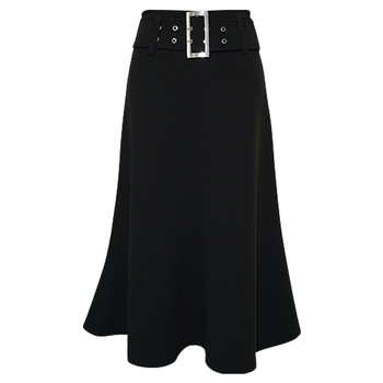 Sijonas su žuvies uodegos formos siluetu, aukštas juosmens diržas, dvipusis rankų darbas, vidutinio ilgio, poliesterio 95%+