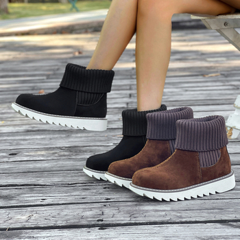 Női magas szárú bokacipő meleg flanel felsőrésszel – gumírozott talp, középmagas sarok 3-5 cm