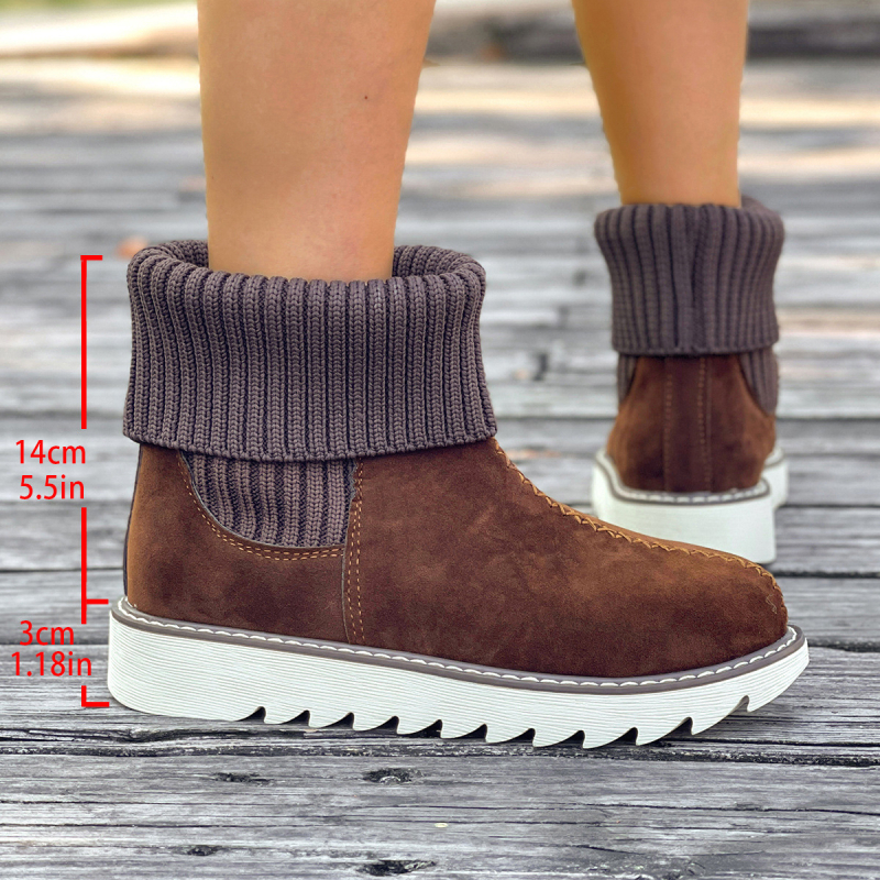 Női magas szárú bokacipő meleg flanel felsőrésszel – gumírozott talp, középmagas sarok 3-5 cm