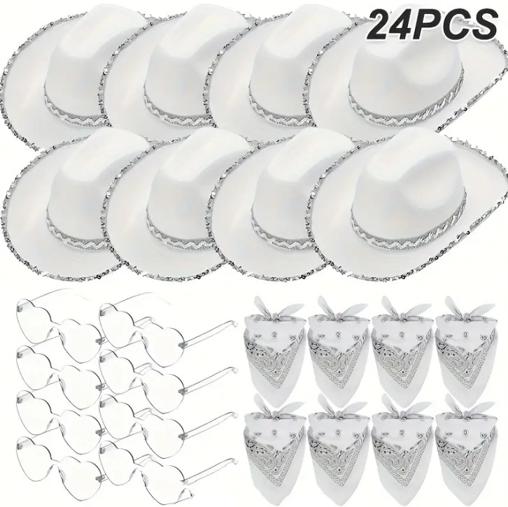 Pălărie de cowboy cu ornament din șal pentru cap, țesătură, cusătură, cod produs GEEGHW5