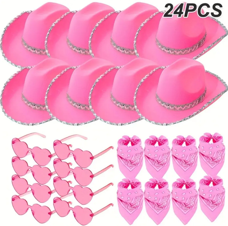 Pălărie de cowboy cu ornament din șal pentru cap, țesătură, cusătură, cod produs GEEGHW5