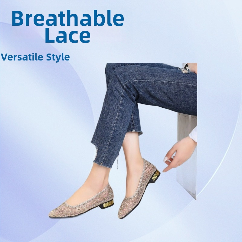 Moteriški tinkliniai loaferiai su perforuotu dizainu ir smailiu nosimi, PU viršus, guminis padas, vasara 2025