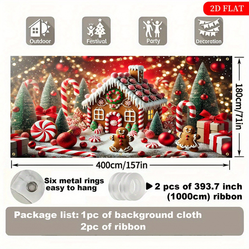 Gingerbread ház karácsonyi háttér — textil anyagú helyszíni dekorrekvizit, termékszám: w, fotózáshoz