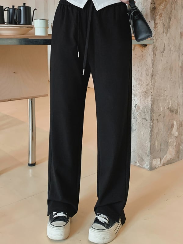 Yizhen Dámske Rovné nohavice s elastickým pásom, 70-80% viskóza a <30% nylon, stredná hrúbka, jeseň 2025