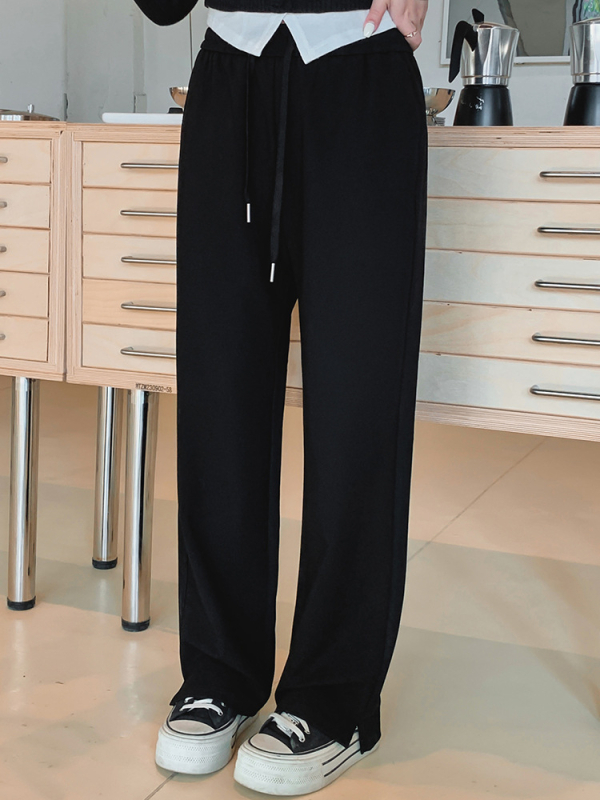 Yizhen Dámske Rovné nohavice s elastickým pásom, 70-80% viskóza a <30% nylon, stredná hrúbka, jeseň 2025