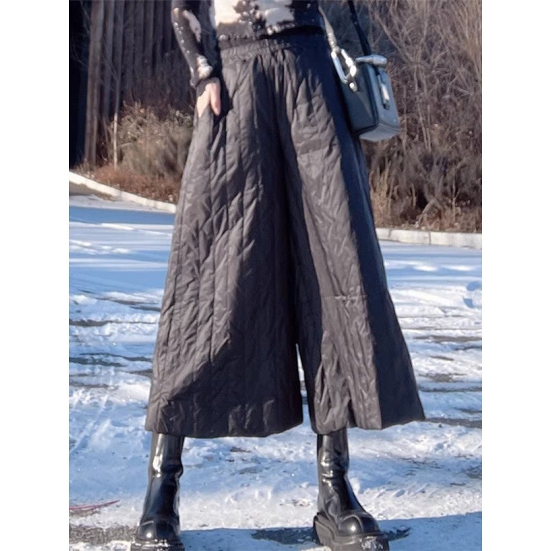 Γυναικείες παντελόνες-φούστα με παχύ ύφασμα, ψηλή μέση, ίσια γραμμή, πολυεστέρας, πλήρωμα πολυεστέρα-βαμβάκι, ιαπωνο-κορεατικό casual στυλ