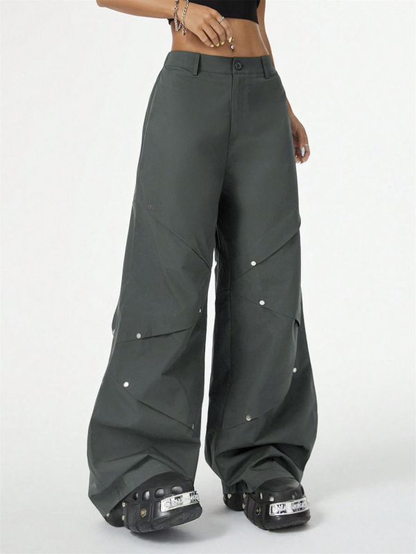 Női casual egyenes szabású nadrág, 95% poliészter, középmagasságú derékkal, hosszú, enyhén rugalmas