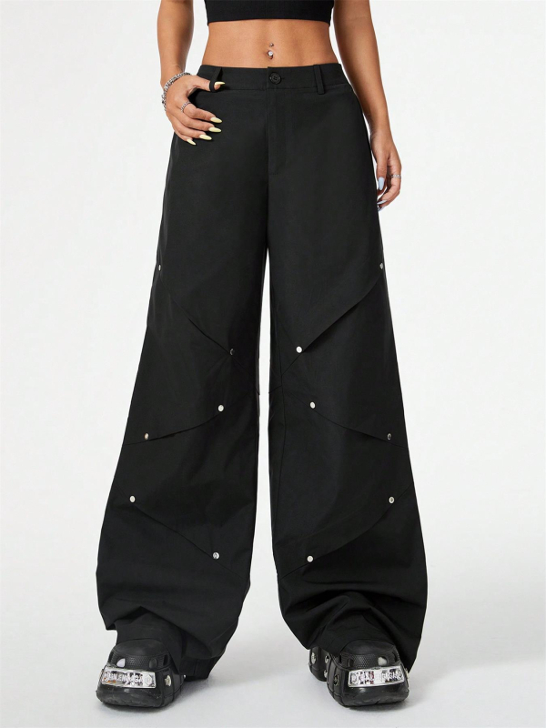 Női casual egyenes szabású nadrág, 95% poliészter, középmagasságú derékkal, hosszú, enyhén rugalmas