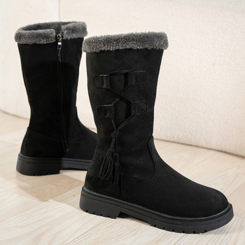Női téli hócsizma - velúr felsőrész, mesterszőr bélés, lábszárközépig érő szár, oldalsó cipzár, gumi talp