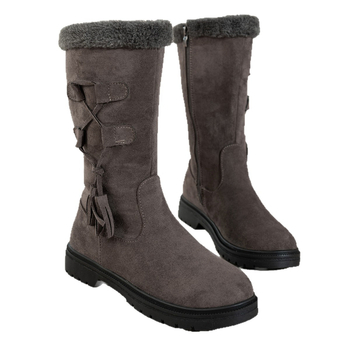 Női téli hócsizma - velúr felsőrész, mesterszőr bélés, lábszárközépig érő szár, oldalsó cipzár, gumi talp