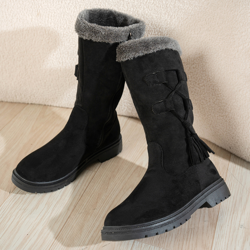 Női téli hócsizma - velúr felsőrész, mesterszőr bélés, lábszárközépig érő szár, oldalsó cipzár, gumi talp