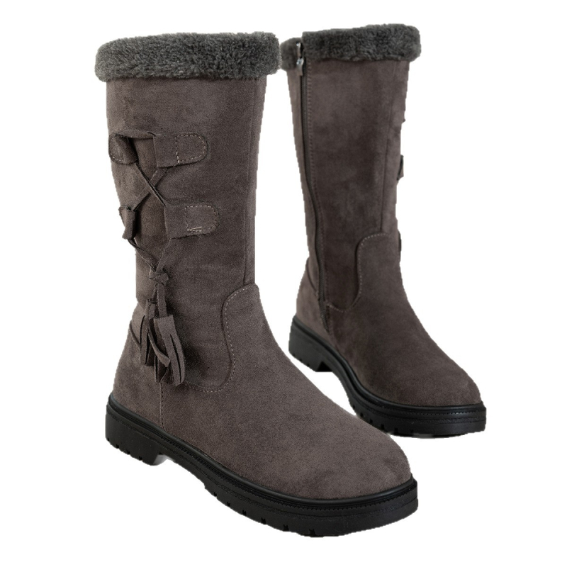 Női téli hócsizma - velúr felsőrész, mesterszőr bélés, lábszárközépig érő szár, oldalsó cipzár, gumi talp