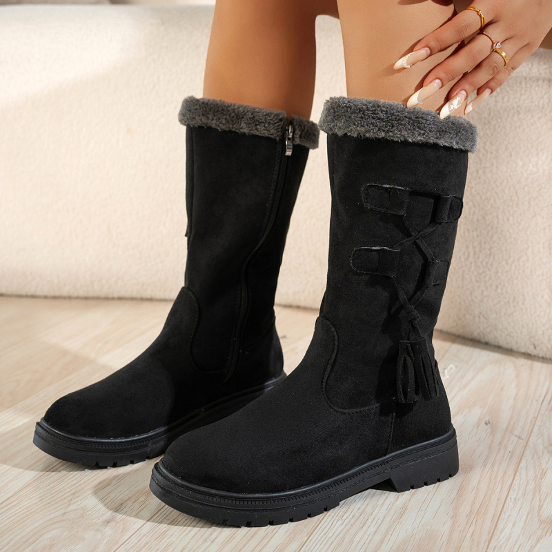 Női téli hócsizma - velúr felsőrész, mesterszőr bélés, lábszárközépig érő szár, oldalsó cipzár, gumi talp