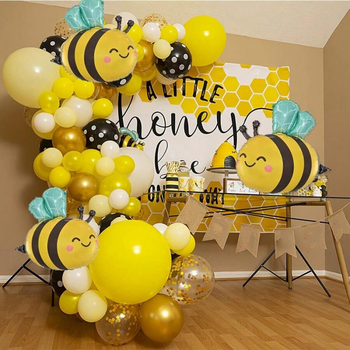 Méhekkel tematikus lufi virággyűrűk készlet, 108 darab