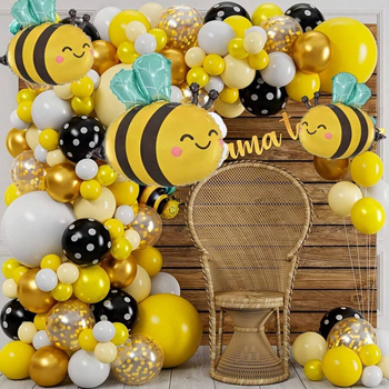 Méhekkel tematikus lufi virággyűrűk készlet, 108 darab