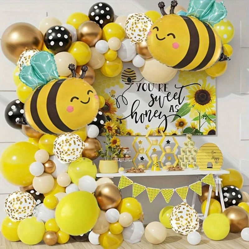 Méhekkel tematikus lufi virággyűrűk készlet, 108 darab