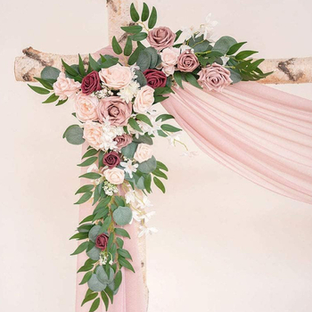 Saténové ruže oblúk záves pre svadby a vonkajšiu dekoráciu, rekvizity na fotografiu