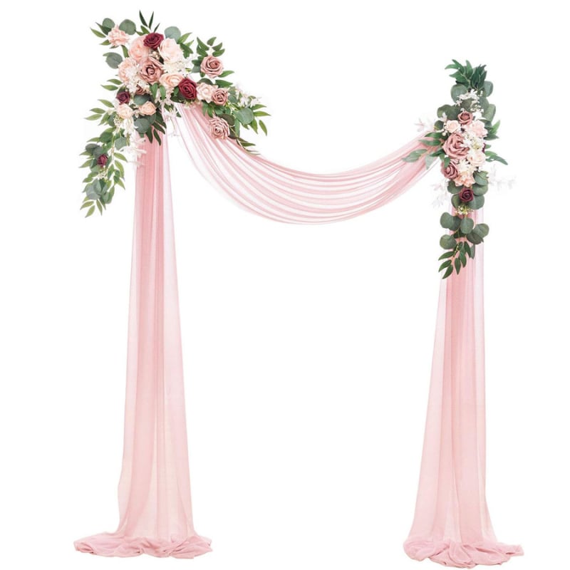 Saténové ruže oblúk záves pre svadby a vonkajšiu dekoráciu, rekvizity na fotografiu