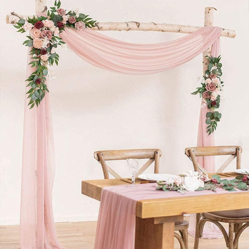 Saténové ruže oblúk záves pre svadby a vonkajšiu dekoráciu, rekvizity na fotografiu