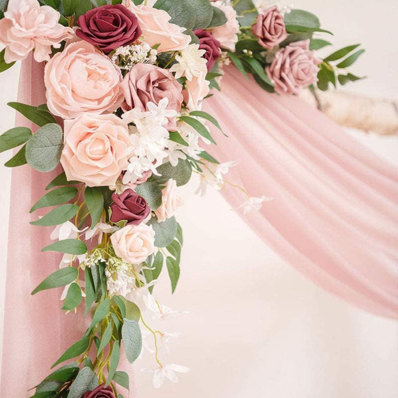 Saténové ruže oblúk záves pre svadby a vonkajšiu dekoráciu, rekvizity na fotografiu