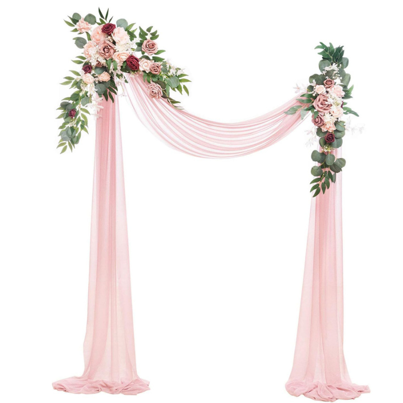 Saténové ruže oblúk záves pre svadby a vonkajšiu dekoráciu, rekvizity na fotografiu