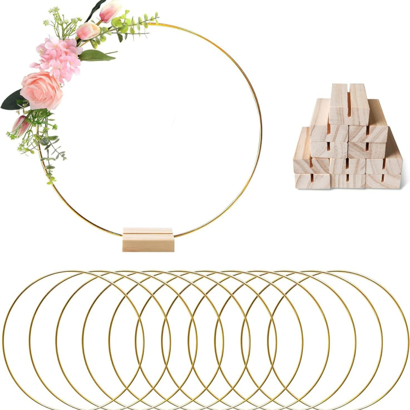 Asztali középdísz – fém virágos karika, kézzel készített, rendezvény dekoráció