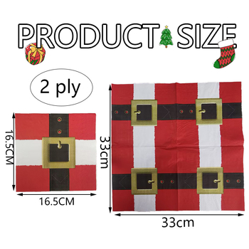 Vianočné dekoratívne servítky s motívom Santa, 20 listov v balení, 2 vrstvy, 80 g, bez vône, celulóza z virgin dreva