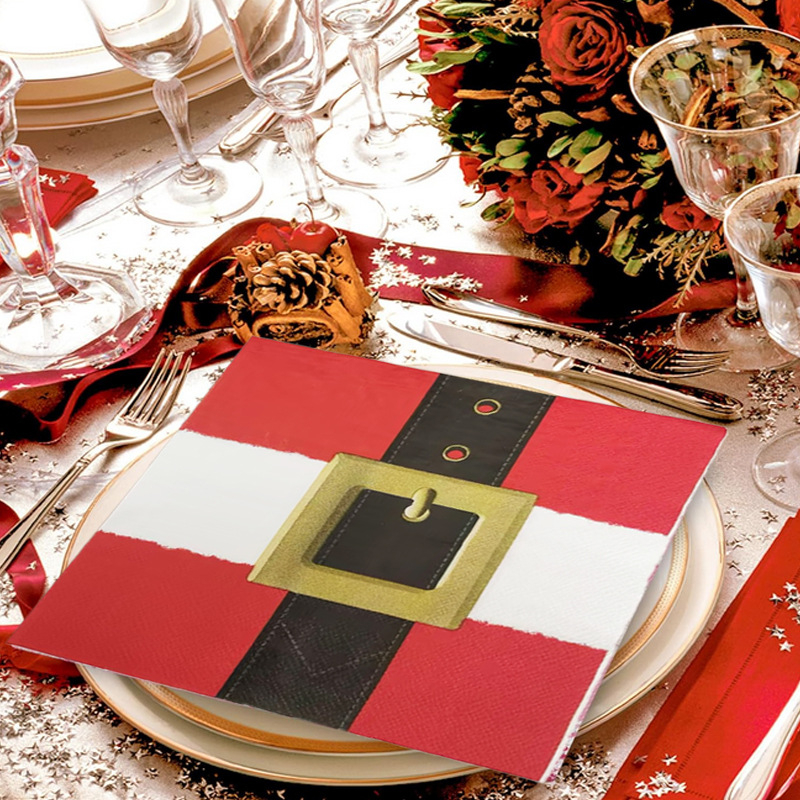 Vianočné dekoratívne servítky s motívom Santa, 20 listov v balení, 2 vrstvy, 80 g, bez vône, celulóza z virgin dreva