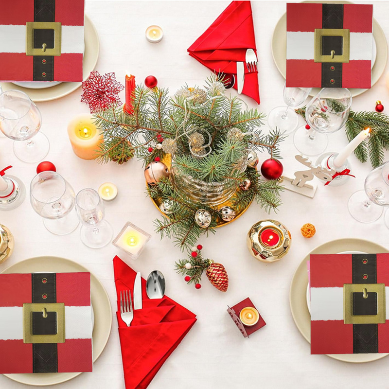 Vianočné dekoratívne servítky s motívom Santa, 20 listov v balení, 2 vrstvy, 80 g, bez vône, celulóza z virgin dreva