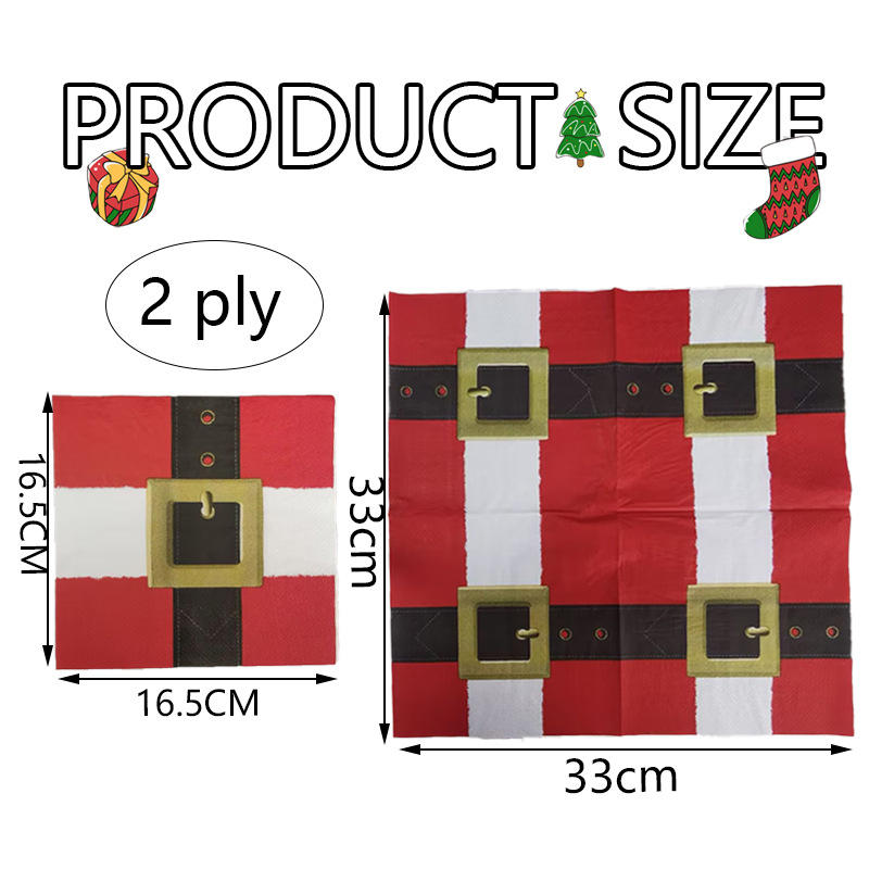 Vianočné dekoratívne servítky s motívom Santa, 20 listov v balení, 2 vrstvy, 80 g, bez vône, celulóza z virgin dreva
