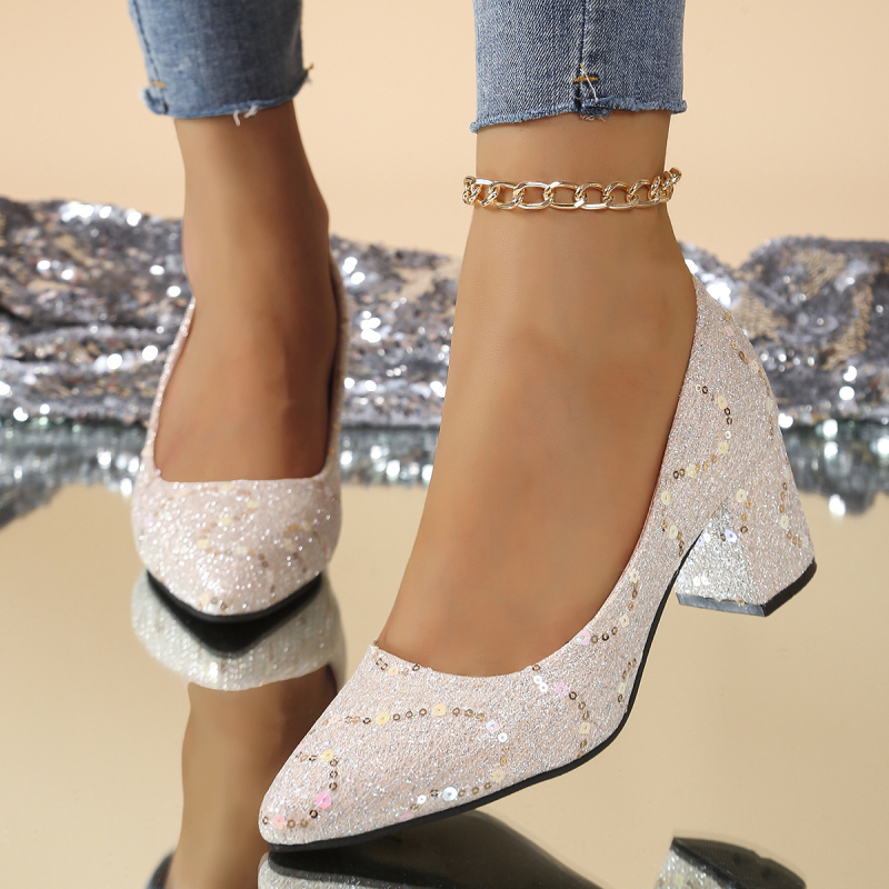 Női Mary Jane cipő hegyes orrú, PU felsőrész, közepes sarok 3-6 cm, gumi talp, slip-on zárás